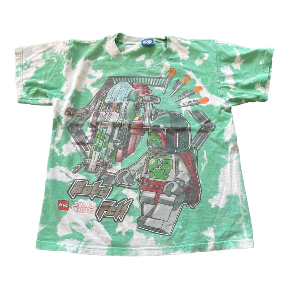 Kids repurposed bleached tee Lego Star Wars Boba Fett
